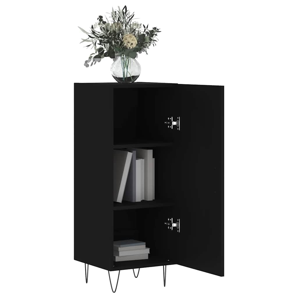 Sideboard Schwarz 34,5x34x90 cm Holzwerkstoff mit viel Stauraum für Wohnzimmer Esszimmer Flur und Büro, platzsparende Konsole mit Türen und Schubladen für Ordnung