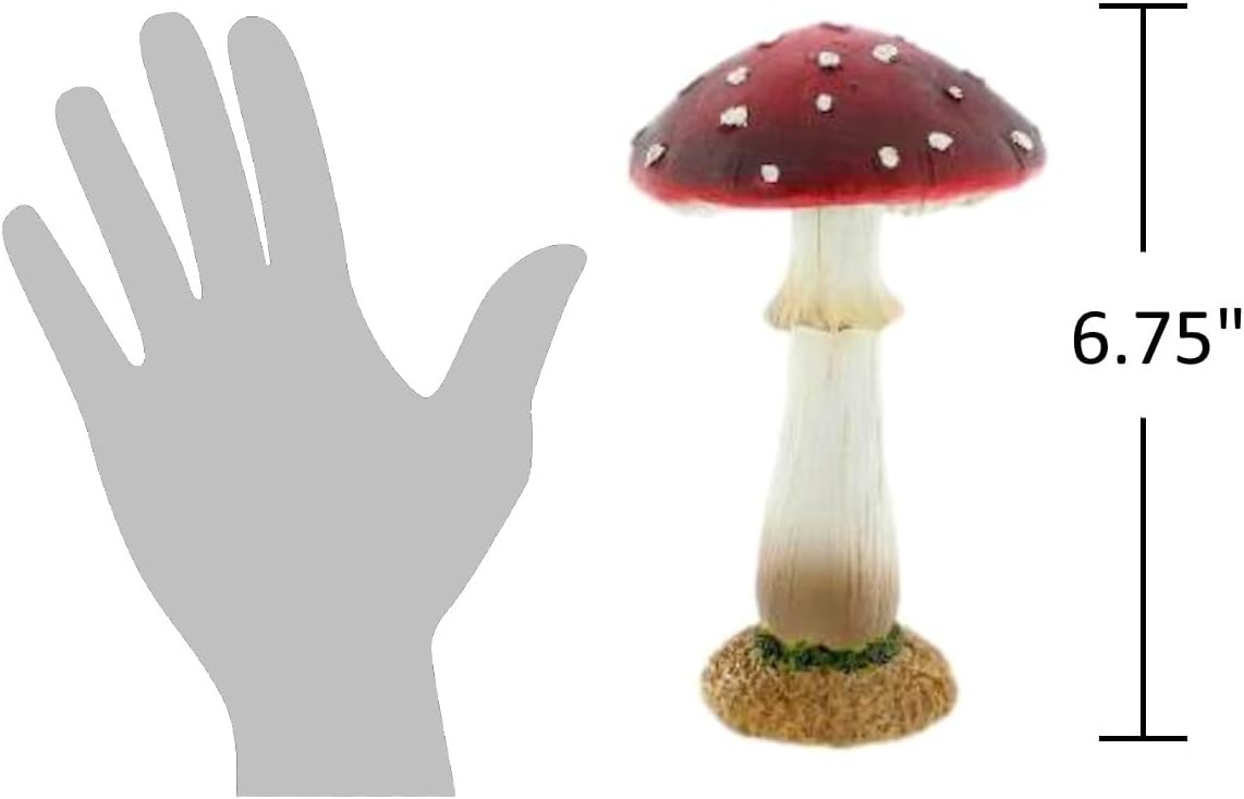 Distinctive Designs Red and White Mushroom Statues - Set of 2 - Vintage Mushroom Statue for Home Decor - Set of Mushrooms for Garden, Fairy Garden, Vintage Decor