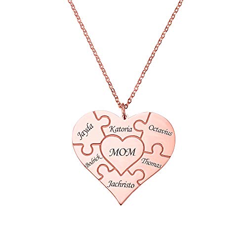 AILIN Custom Heart Puzzle Necklace 925 Sterling Silver/Stainless Steel Personalized Engraved...