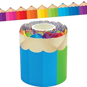 Teacher Created Resources Colored Pencils Die-Cut Rolled Border Trim – 50ft – Decorate Bulletin Boards, Walls, Desks, Windows, Doors, Lockers, Schools, Classrooms, Homeschool & Offices