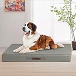 Sytopia 42-Inch Indestructible Dog Bed for Large Dogs - Big Orthopedic Chew Proof Dog Bed with Removable Washable Cover, Egg Crate Foam Pet Bed for Indoor and Outdoor Use, Light Grey