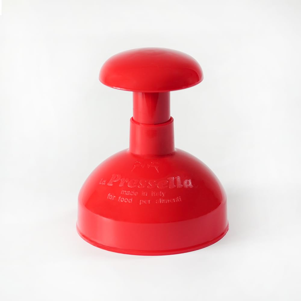 Rigamonti La Pressella Stampo per hamburger dal diametro di 9cm. Pressa per hamburger facile da utilizzare con tampone a molla in acciaio inox. Smontabile e lavabile in lavastoviglie.