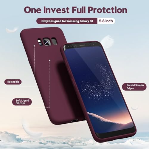 Image of LOXXO Liquid Silicone Soft Back Cover Case Designed for Samsung Galaxy S8 - (Wine