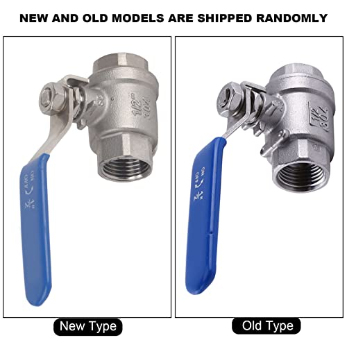 304 Stainless Steel Full Port Two Piece Ball Valve 1/2" Npt Female 2 Way Rotary Lever Wog1000 #TOP1