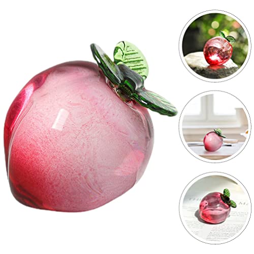 Angoily Crystal Pink Peach Figurine Glass Fruit Collectible Figure Art Crystal Miniature Ornament Tabletop Desk Paperweight Glass Sculpture Home Decoration Mothers Fathers Day #TOP7