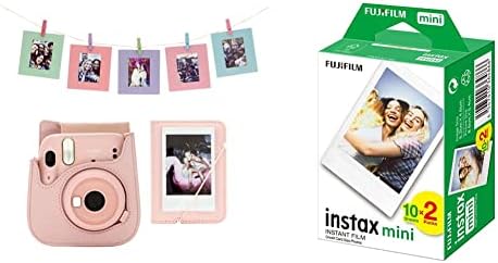 Instax Mini 11 Camera Accessory Kit, Blush Pink & Fujifilm mini instant film White Border, 20 shot Pack, suitable for all mini cameras and printers
