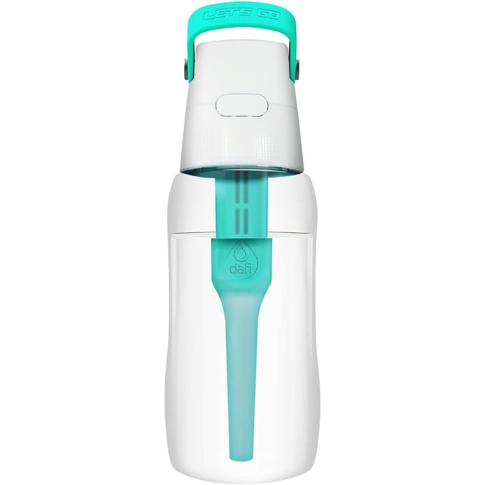 Dafi Gourde Filtrante SOLID, 1 Filtre à Charbon Actif, Turquoise 0,5 L - Sans BPA Bouteille d'eau, Filtre le Chlore et autres contaminants - Gourde Sport, Gourde Paille, Bouteille d'eau de Sport