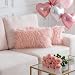 HOME BRILLIANT 2 Packs Decorative Luxury Series Oblong Pillow Cover Merino Faux Fur Fuzzy Accent Pillows Case for Bed, 12"x20"(30cmx50cm), Pink