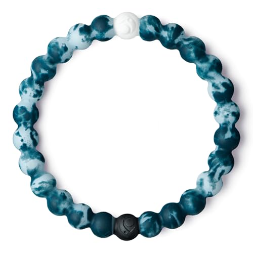Lokai Hawaiian Silicone Beaded Bracelets for Women & Men, The Surf Collection - Ohana Beach Jewelry Fashion Bead Bracelet with Black & White Beads - Ring Bangle Slide-On Style for Comfortable Fit