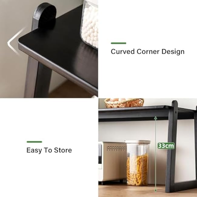 Wooden Kitchen Storage Rack Small Countertop Organizer Wooden Pantry Spice Jar Rack Wood Tiered Shelf Organizer for Kitchen Living Room Bedroom Bathroom Office,Walnut,27.6 * 13.8 * 15.8in