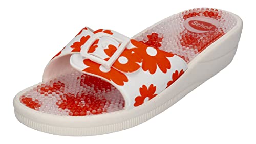 Scholl, NEW MASSAGE, Ciabattte, Donna, Bianco/Arancione, 40