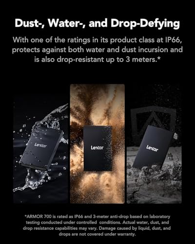 Image of Lexar Armor SL700 Portable SSD, 2TB, up to 2000MB /s Read, up to 2000MB /s Write, Compatible w /Type-C Laptops, iPhone 15, Smartphones, Tablets, PS5, Xbox, USB 3.2 Gen 2x2, Slim and Lightweight