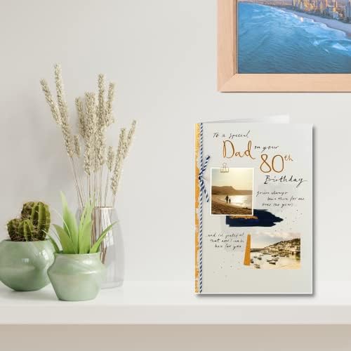 Clintons: Beach Snapshot Dad 80th Birthday Card, 80th Dad Milestone Birthday Greetings Card, 235x159mm, multi, 1140192