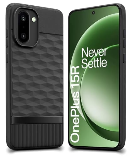 Image of WOW IMAGINE Back Cover for 1+ OnePlus 15R 5G 2025 with Hexa Cube Design | Ultra Slim Soft Rubberised Case | Inner Velvet Fabric | Silicone Flexible Mobile Case | Camera Protection - Black