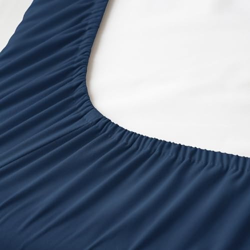 Image of david's kids 2 Pack Waterproof Crib Mattress Protector, Fit Standard Crib and Toddler Mattresses, Ultra Soft and Breathable for Boys Girls Neutral, Grey & Navy Blue Checker