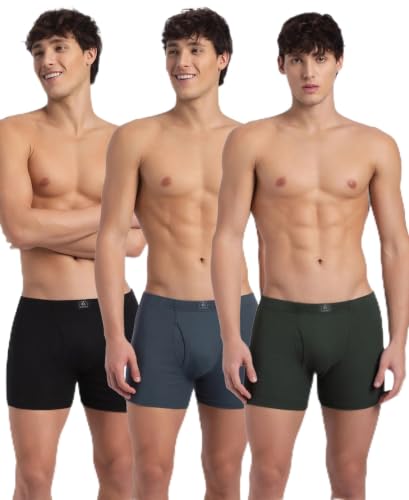 Image of Jockey 8008 Men Super Combed Cotton Rib Solid Boxer Brief with Ultrasoft and Durable Waistband (Pack of 3)