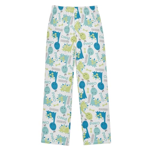 Dino Roar Boys Long Pants Soft Trousers Elastic Waist Kids Lounge Bottoms with Pockets S-XL