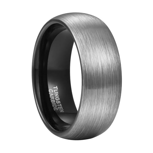 Bague de fiançailles en tungstène noire anti-rayures 8mm brossée taille 50