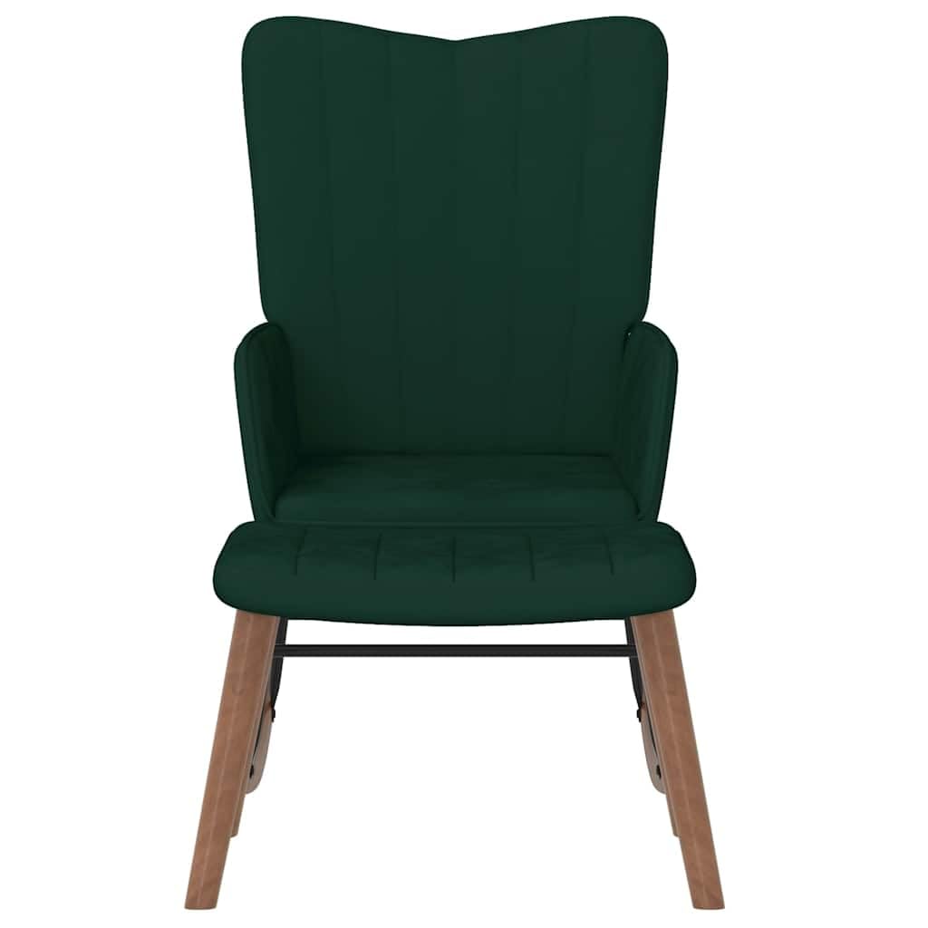 vidaXL Schaukelstuhl mit Hocker Schaukelsessel Schwingsessel Relaxstuhl Relaxsessel Ruhesessel Sessel Wohnzimmerstuhl Polsterstuhl Samt Dunkelgrün