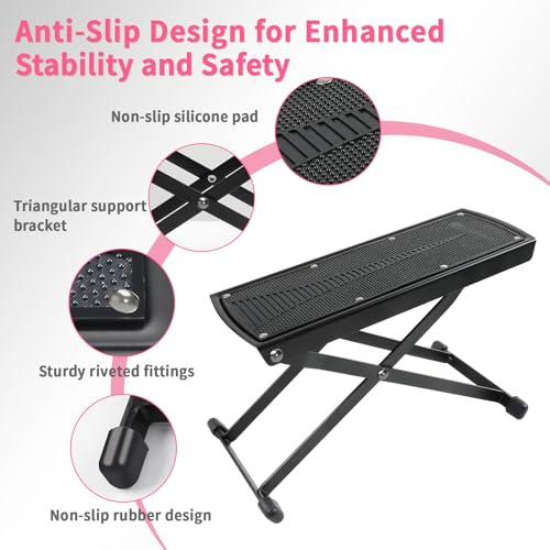 Pedicure Foot Rest, 6 Heights Adjustable Non-Slip Foot Stand for Pedicure, Foldable Pedicure Stool Tool for Easy at Home Pedicures, No More Bending or Stretching - Thumbnail 4