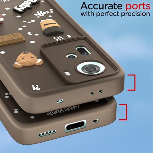 Image of Pikkme Back Cover for Oppo Reno 11 5G | Cute Fun Cartoon 3D Bear Silicone Full Body Protection Bumper Case (Brown)