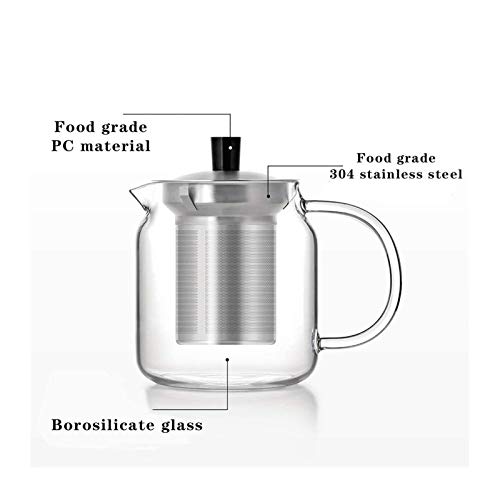Théière en verre borosilicate de 700 ml à 1200 ml avec couvercle - 5