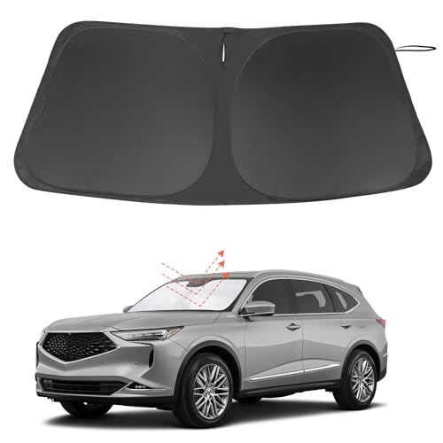Image of Windshield Sun Shade Custom Fit for 2021 2022 2023 2024 2025 2026 Acura MDX Accessories Foldable Sunshade Sun Blocker Protect Car from Sun Rays & Heat Damage Keep Car Cooler