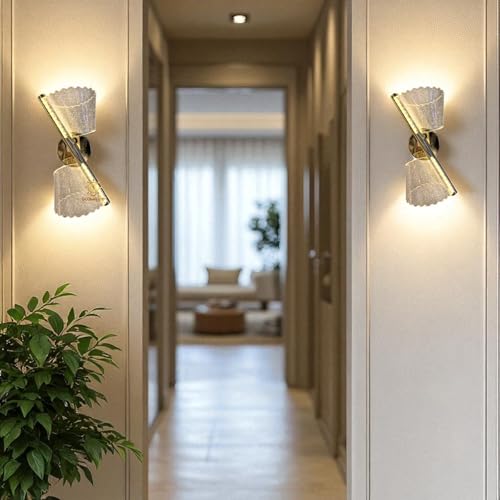 Image of Glowave Golden Acrylic Light Spiral Design Wall Lamp Light for Living Room Bedroom Bedside - Tricolour (White, Warm White, Natural White) (371)