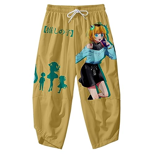 XSLGOGO Unisex Anime Oshi no KO Pantalones Hoshino Aquamarine Pantalones Deportivos Hoshino Ai Graphics Pantalones harén de Cintura elástica con cordón