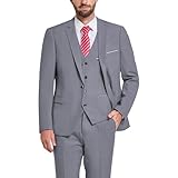Hihawk Traje de 3 Piezas para Hombre con Tela elástica, Conjunto de Blazer sólido de Ajuste Delgado con un botón, Chaqueta, Chaleco y Pantalones con Corbata., Gris, Large