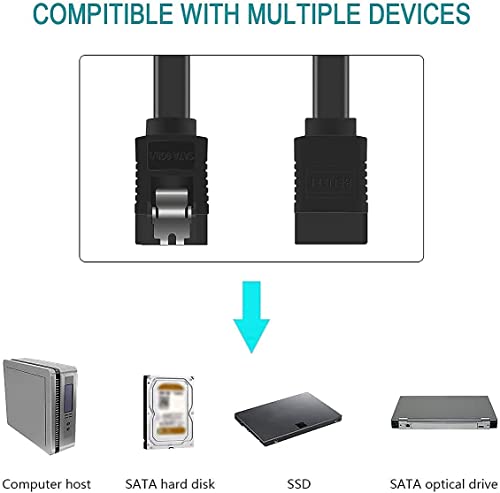 Image of TAAPSEE SATA Data Cable with Locking Latch 16 Inch & 15 Pin SATA Male to Dual 15 Pin Female Power Y Splitter Cable Adapter 8 Inch for Hard Drive, HDD, SSD CD Drive(Black)