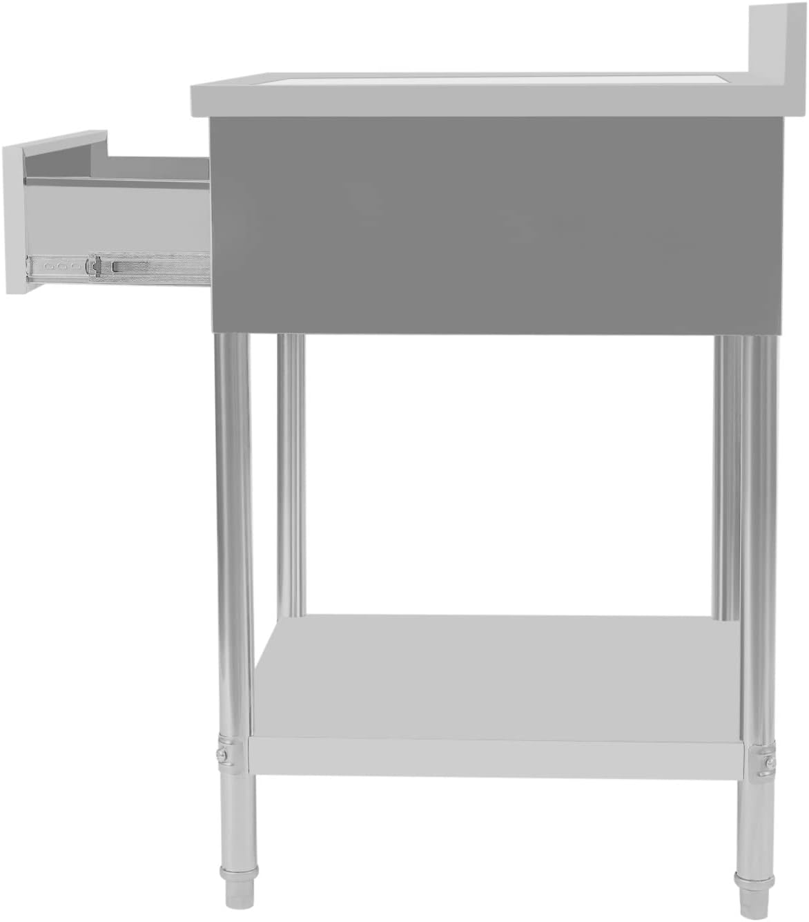 Commercial Food Prep Workstation 24" X 24" Stainless Steel Kitchen Work Table with Drawer & Backsplash Heavy Duty Worktable Adjustable Feet Height Workstation