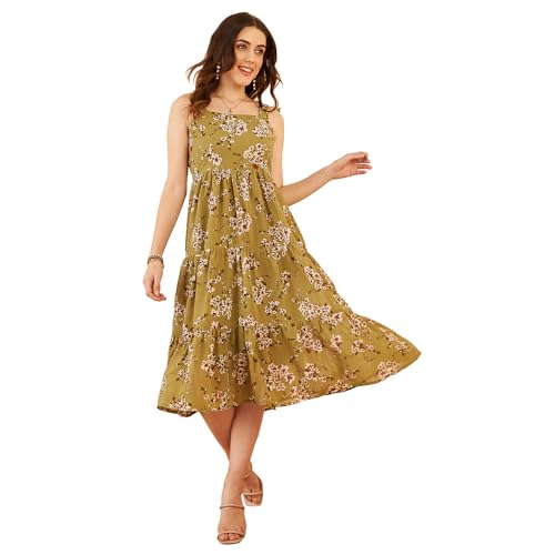 Image of Carlton London Women's Chiffon Fit and Flare Midi Dress