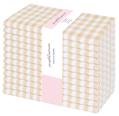 PurpleEssences Mini Gingham Check Napkin Cotton 18x18 in - Beige White by PurpleEssences - Used condition - US$19.58