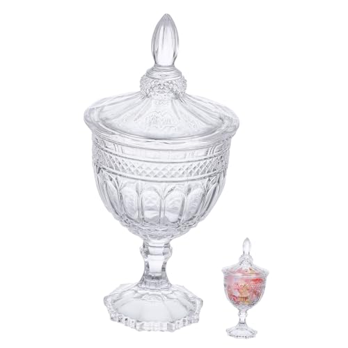 IMIKEYA Tarro de Vidrio Transparente con Tapa Decorativa para Almacenamiento de Dulces y Snacks Diseño Europeo para Reuniones y Fiestas Bote Boticario para Cocina y Despensa