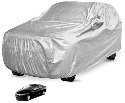 Image of Auto Hub Waterproof Car Cover Compatible with City I-VTEC with Mirror Pocket, Soft Cotton Lining, Waterproof City I-VTEC Car Cover- Metallic Silver