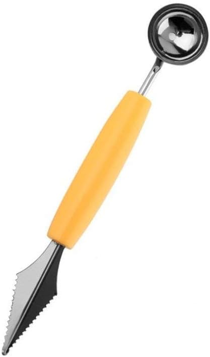 DIYA ENTERPRISE 2 in 1 Melon Baller, Stainless Steel Multifunctional Dig Scoop with Fruit Carving Knife (Multicolour), 22 x 4 x 4 cm
