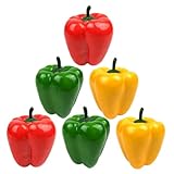 JOINPAYA 6 Stück Künstliche Paprika Deko, Realistische Simulation Paprika Modell Set in Rot Grün Gelb, Leichtes Falsches Gemüse für Fotografie Requisiten, Haus Küche Party Dekoration