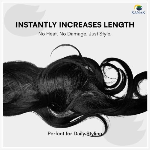 Image of Sanas Ponytail Hair Extension (1 Pcs) Long Wig For Women Synthetic Ponytail Hair Extension Hairpiece, Reusable Hair Wig Extensions For Women, Natural Look (Black) (1 Pcs)