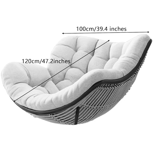 Chaise à bascule en rotin imperméable avec double coussin confort - 4