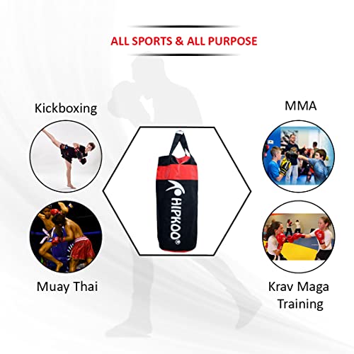 Image of Hipkoo Sports 2.5 Feet Unfilled Matte Punching Bag, Hanging Bag for Boxing MMA Sparring Punching Training Kick Boxing Muay Thai (Black)