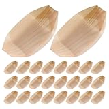 Sewroro Platos de Sushi Desechables de Madera 19,5 Cm en Forma de Barco, Bandejas para Servir Aperitivos, Barquitos para Catering y Picnic, Pack de 100 Unidades, Resistentes y Ecológicos