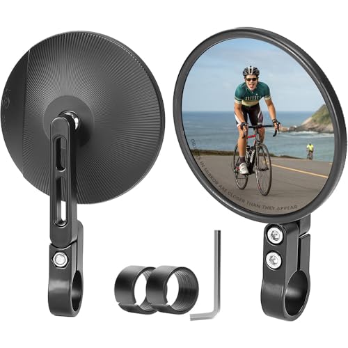 BIZOI Rétroviseurs de Moto E24 Testés, 360° Rotatif Convient Retroviseur Moto, Rétroviseurs Rond au Bout du Guidon, pour Scooter, Motos, Quad, ATV, Diamètres de Guidon 22 et 24 mm, E-Scooter