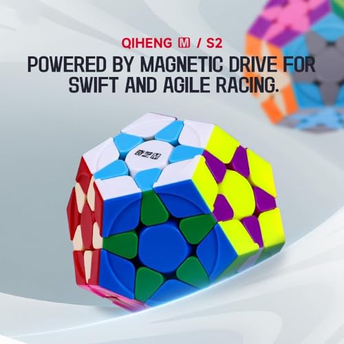 XMDCuber QY Toys QiHeng V2 M Megaminx 3x3 Magnetic Dodecahedron Speed Cube, Pentagonal Magic Cube Dodecahedron Magnetic