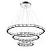 96W LED Crystal Lampada a sospensione Lampada da soffitto Lampadario creativo Per Soggiorno Camera da letto Tre anelli Luce bianca fredda
