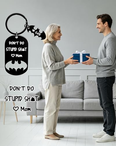 Image of Father Keychain, Batman Keychains for New Dad Step Dad Grandpa Son, Fathers Day Birthday Gift for Daddy from Daughter