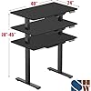 SHW 40-Inch Electric Height Adjustable Standing Desk with Drawer, Memory Preset and Cable Management Tray, Black