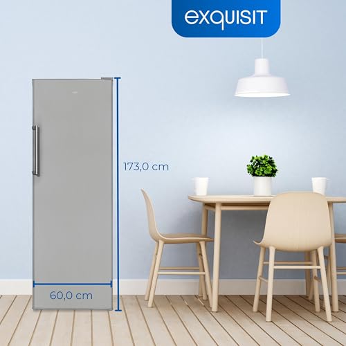 Exquisit Gefrierschrank GS280-H-040E inoxlook | Standgerät | 242 l Volumen | Inoxlook | Gefrierschrank | Türanschlag wechselbar | Gefrieren