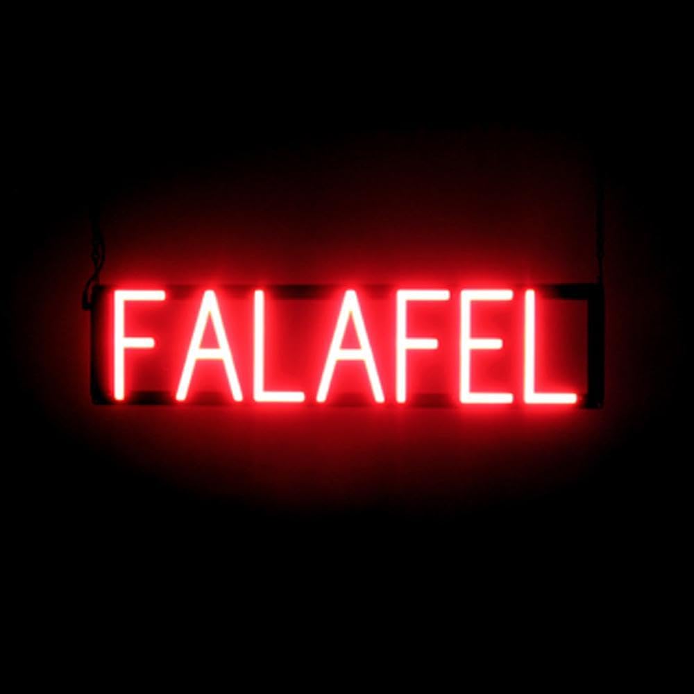 SpellBrite LED Neon FALAFEL Sign for Business - Red, 26" x 6"