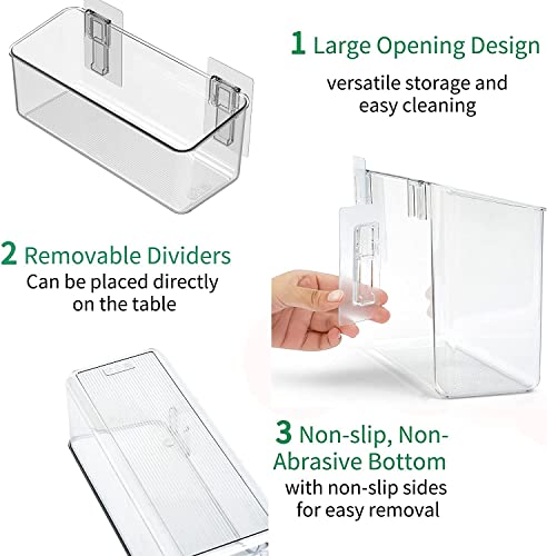 vacane 2 Pack Plastic Adhesive Mount Over Cabinet Door Organizer, Wall Organization Container Makeup Organizer Hanging Basket Bins for Kitchen, Pantry, Craft Room, Office, Space Saving Holder - Thumbnail 4